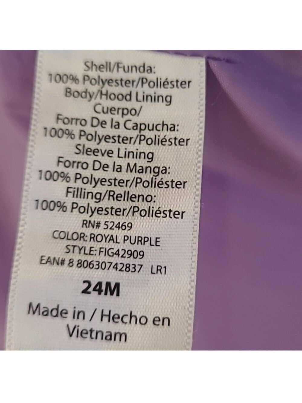 Faded Glory Toddler Purple Star Print Hooded Puffer Jacket 24 Months NWOT - Picture 11 of 13